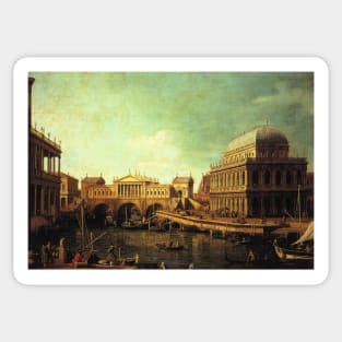 basilica di vecenza and the ponte de rialto - Canaletto Sticker